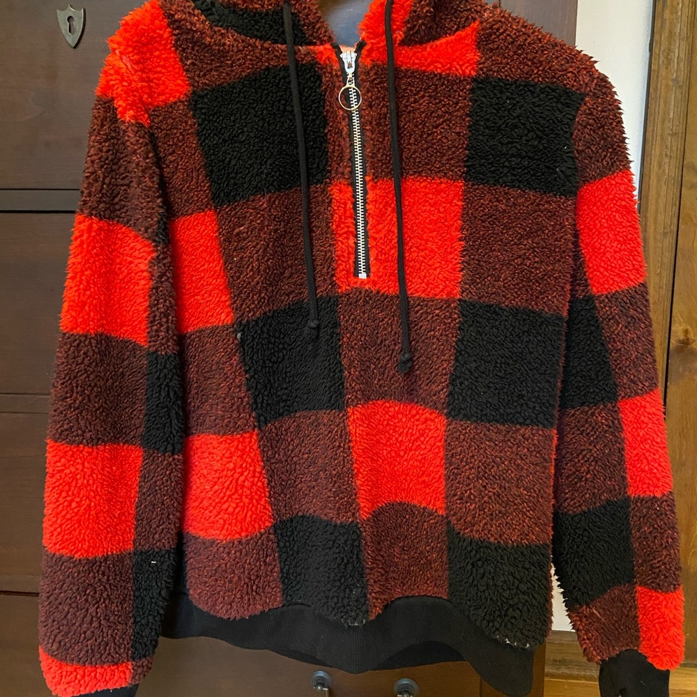 Flannel Half Zip Sweatshirt